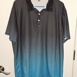 Men's Black to Teal Gradient Short-Sleeve Polo
